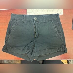 Black Casual Cotton Blend Shorts